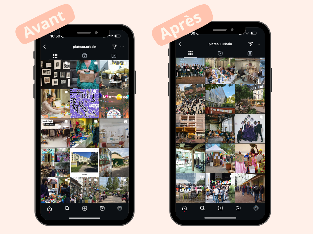 Compte Instagram avant après